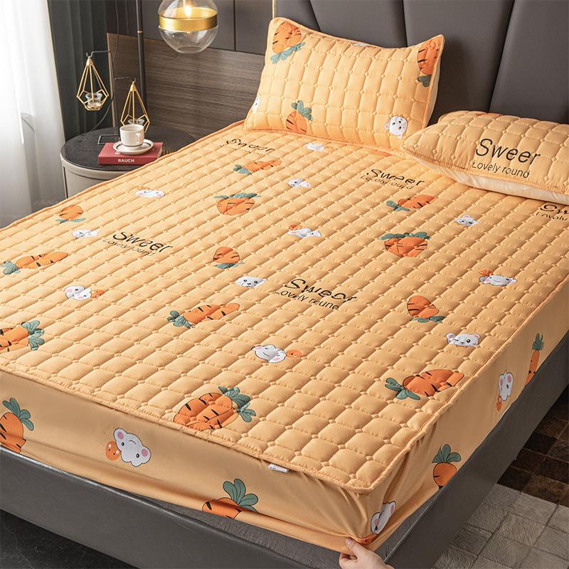 Наматрасник Толстая стеганая простыня на подкладке Модное постельное белье с принтом Queen King Нескользящая простыня Пылезащитный чехол без наволочки