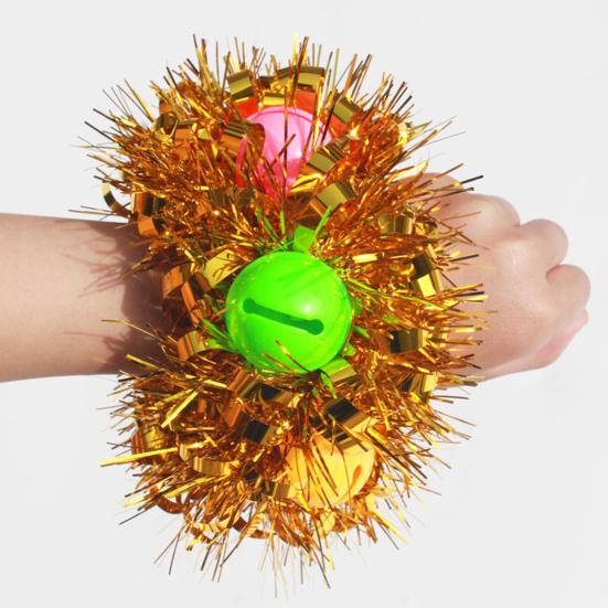 Kids Dance Wrist Flower Bell Heart Sequins Decor Bright Colors Snap Buckle Wristband Children Performance Party Wear Accessory