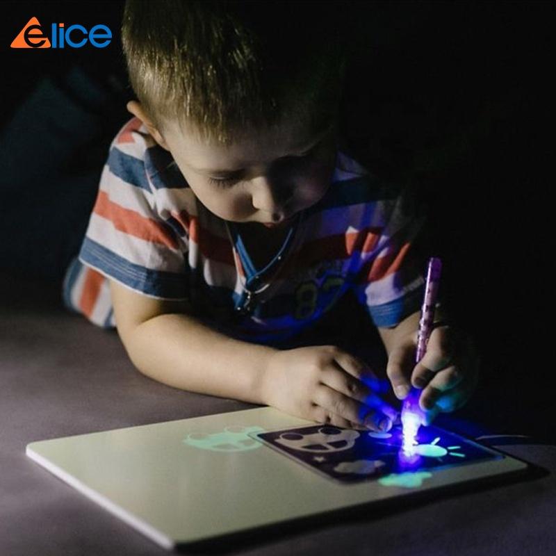 JSK A4 Glowing Magic LED Pen Writing Drawing Board New Technical Drawing Toys for Kids Night Vision Novelty Gifts