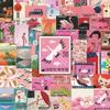 50 Розовых Японских Стилей Укиё-э Наклеек - Ретро Декоративный Набор для Планеров и Блокнотов