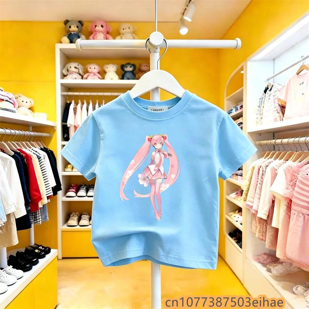 Hatsune Miku Future MIKU Line Classic Printed Pure Cotton Short Sleeve Casual Unisex Clothing New Design For Boys Girls Campus