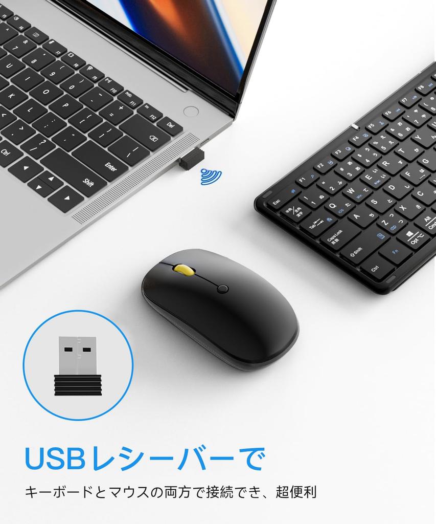 Omikamo Bluetooth Keyboard and Mouse Japanese Wireless Mouse and Keyboard with Numeric Bluetooth Full Compatible with and Pantograph Set, Foldable,