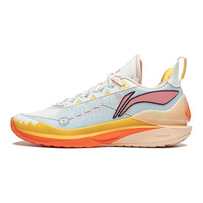 Детские легкие удобные прочные дышащие низкие баскетбольные кроссовки Li Ning, детские кроссовки белого и оранжевого цветов YKBU056-1