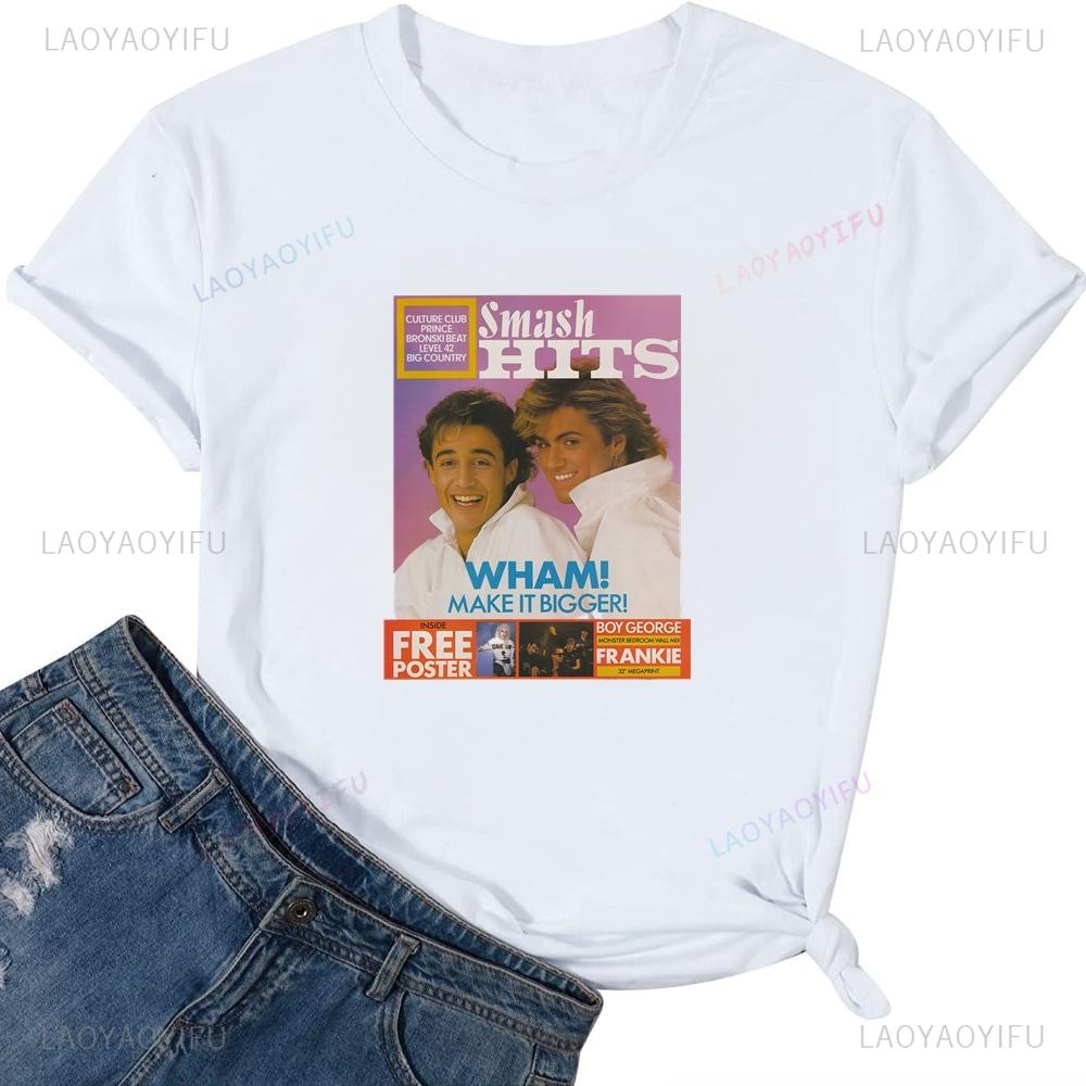 80s WHAMS Music Band Summer WHAMS Harajuku Short-Sleeved Men's and Women's Universal Shirt Patt