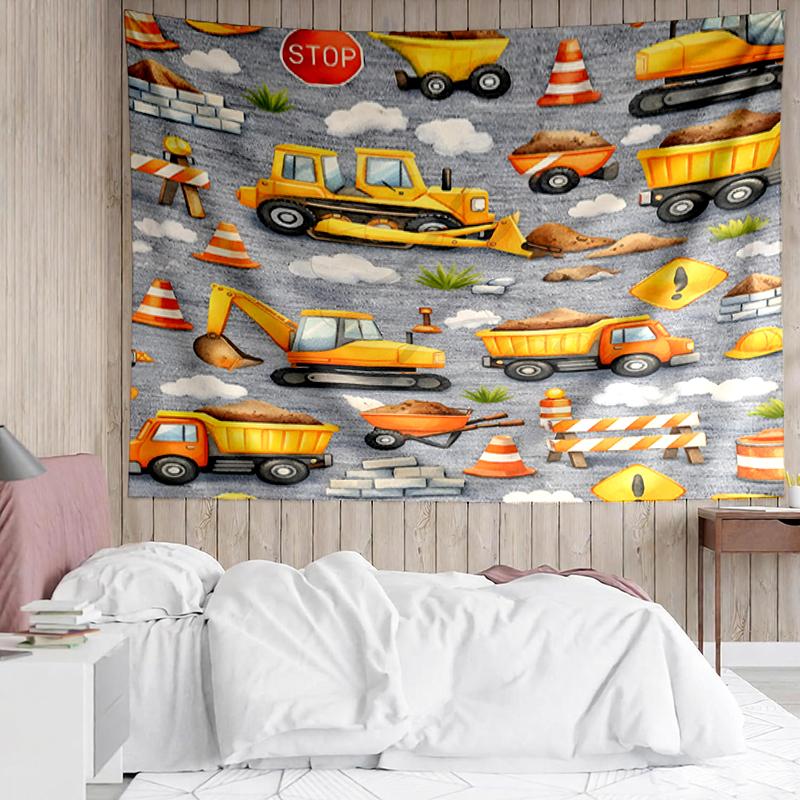 excavator Print Tapestry, Backdrop, Easy Setup, Ideal for Bedroom, Office & Living Room, with Aesthetic Wall Hanging Decor.