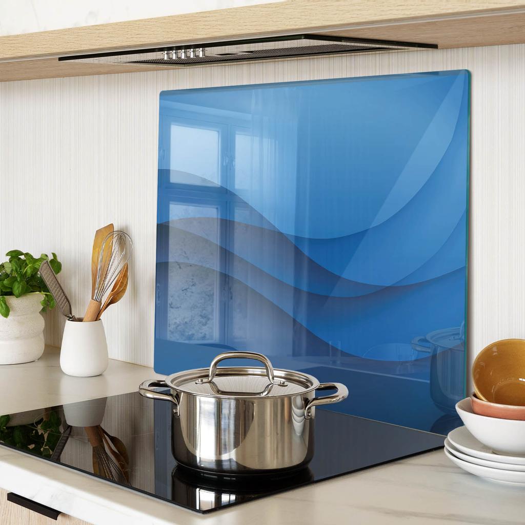 Decorative Tempered Glass Kitchen Chopping Board Wave Pattern 60x52 cm
