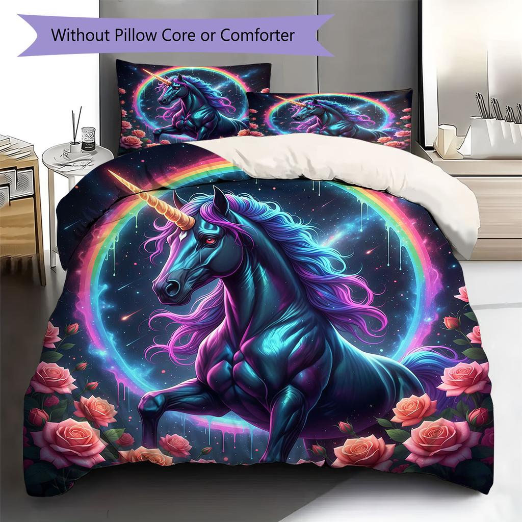 Flying animals Pattern Bedding Quilt Set Quilt Cover Pillowcase Home Decoration Birthday Gift (1 * duvet cover + 2 * pillowcase, without core)
