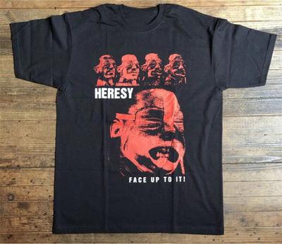 Heresy Band FACE UP TO IT Хлопковая Черная Футболка Мужская Женская Хип-хоп Уличный Металл Короткий Рукав Группа Певец Топ