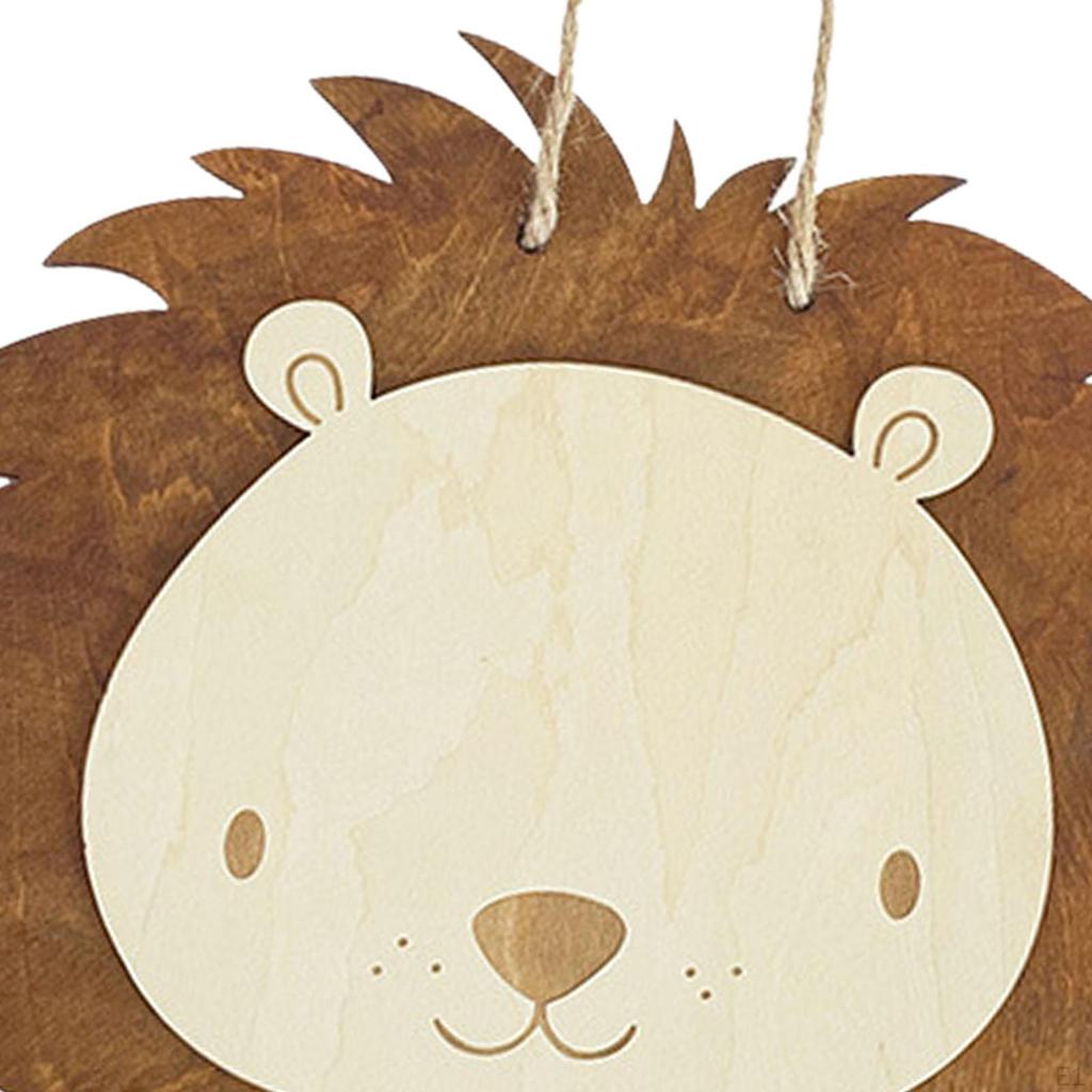 Деревянное украшение в виде льва, декор для детской комнаты, подвесное украшение на окно, ручная работа на Рождество