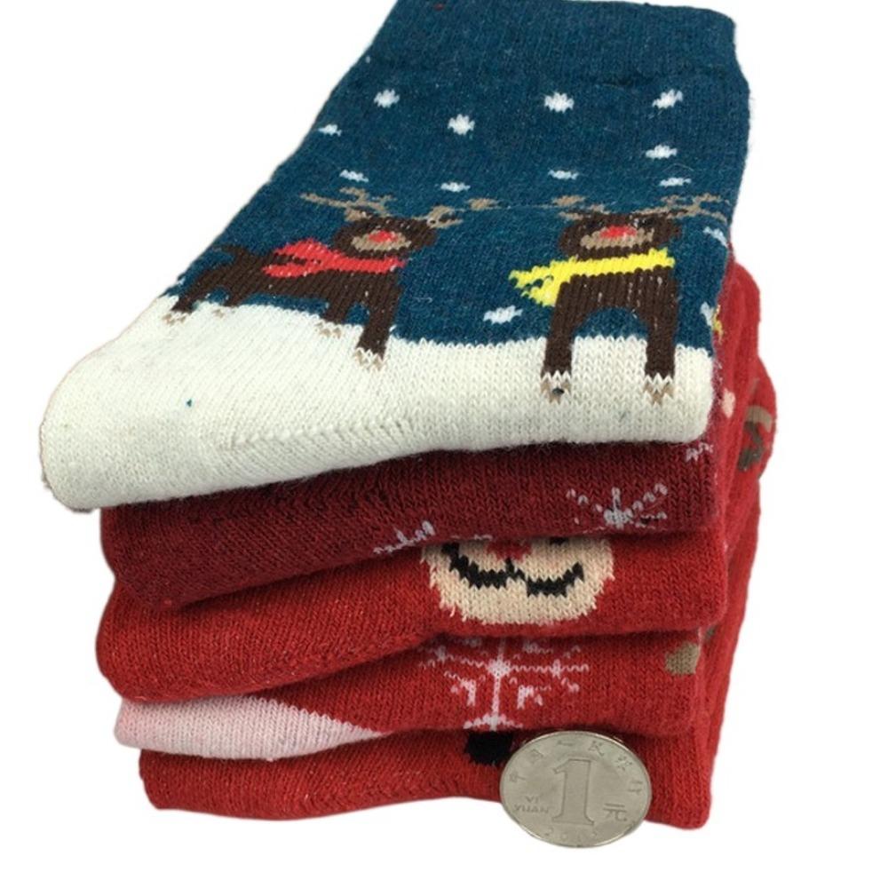 5 пар Шерстяных Рождественских Носков Носки средней длины с Рождественской елкой Милые Женские Носки Счастливого Нового года