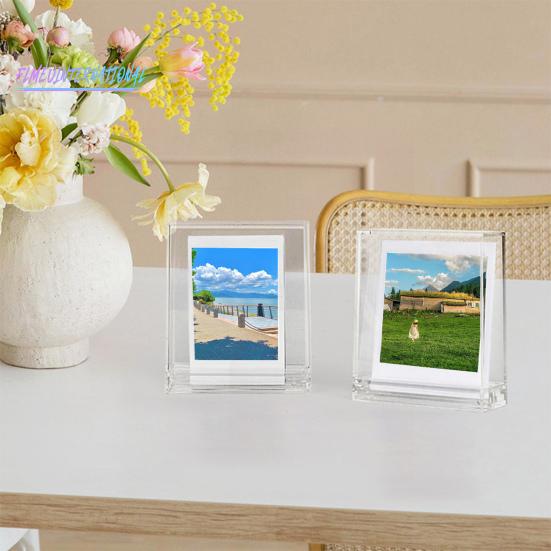 Прозрачная фоторамка, двусторонняя, видимая, пылезащитная, с пазом на основании, сверхмощная настольная 3-дюймовая рамка для мгновенного отображения фотографий с камеры