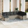 vidaXL 8-piece Garden Sofa Set with Light Grey Synthetic Rattan Cushions, 2-seater Garden Sofa 3360263