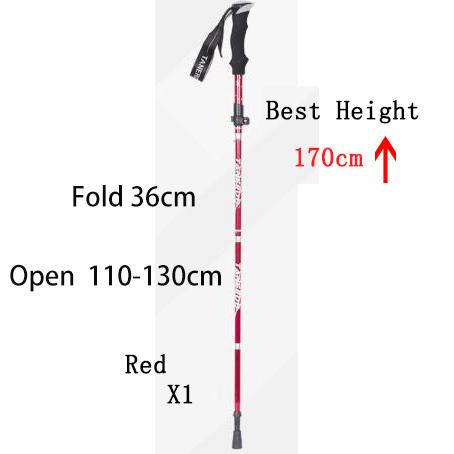 5-Section Outdoor Fold Trekking Pole Camping Portable Walking Hiking Stick for Nordic Elderly Telescopic