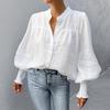 French small stand-up collar bubble sleeve cotton and linen women's shirt 1116 European and American spring new wholesale fashion top