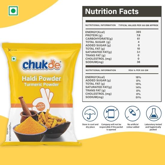 Chukde - Haldi Powder (17.63 OZ) - Turmeric Powder - Ideal For Cooking, Baking, and Health Support - 500 Gram