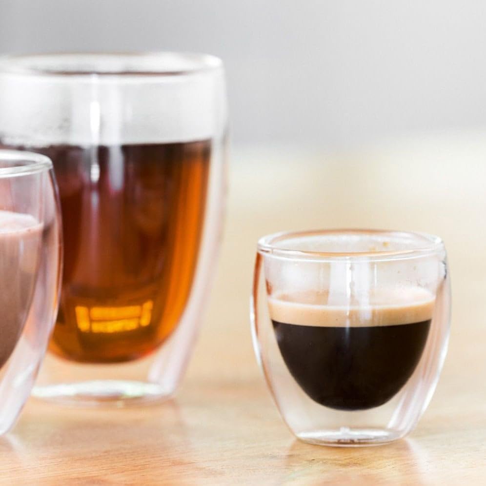 Bodum Glass Cup Tumbler PAVINA Double Wall Glass 80ml Set of 2 Insulated Double Wall Microwave Oven Dishwasher Safe [Genuine] 4557-10