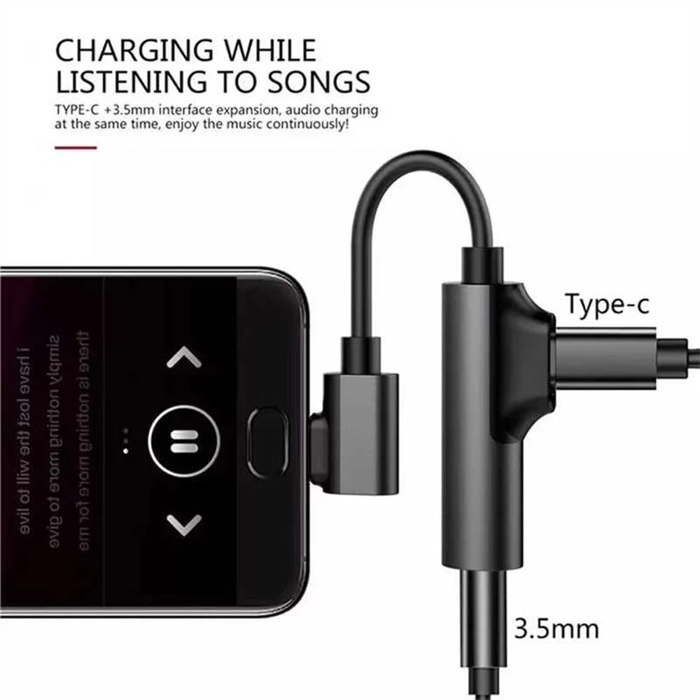 Usb-C Headphone Adapter 2 In 1 Type C To 3.5mm Jack Audio Adapter Type C Audio Splitter Aux Cable