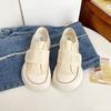 Модные парусиновые туфли женские летние новый стиль нишевые манговый носок толстая подошва простые удобные универсальные круглый носок студенческие белые туфли
