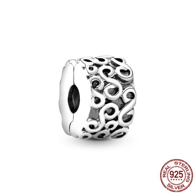 Стерлингового серебра 925 пробы, прозрачное Pav éClip, подвеска из бисера, подходит для милого модного браслета, ожерелье, модные украшения, подарок для женщин