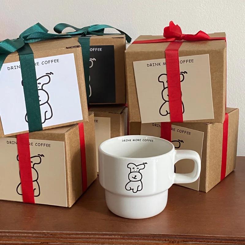 Милая нишевая мультяшная собачка кофейная чашка нежное молоко кофе осенне-зимняя кружка керамическая чашка пара чашка подарок сок холодный напиток посуда