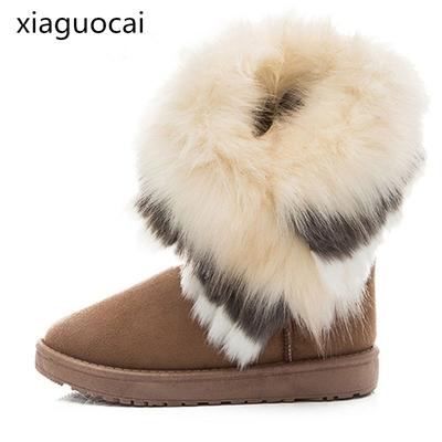 Искусственный мех Австралия Имя Женские зимние сапоги щиколотки меховые круглые носки Slip-on женские зимние сапоги студенческие милые сапоги Z463 35