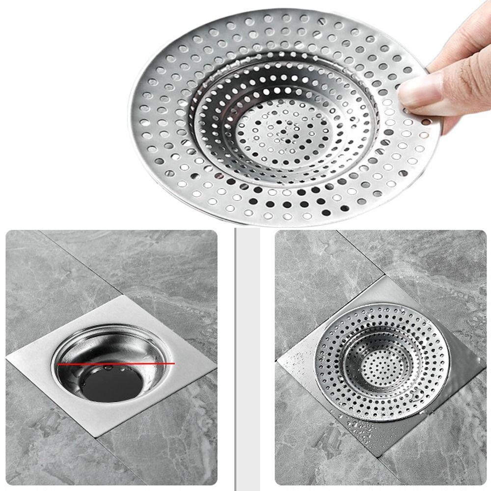 Steel Waste Catcher Floor Drain Net Cover Anti-Blocking Strainer Sewer Mesh Trap Drain Filter