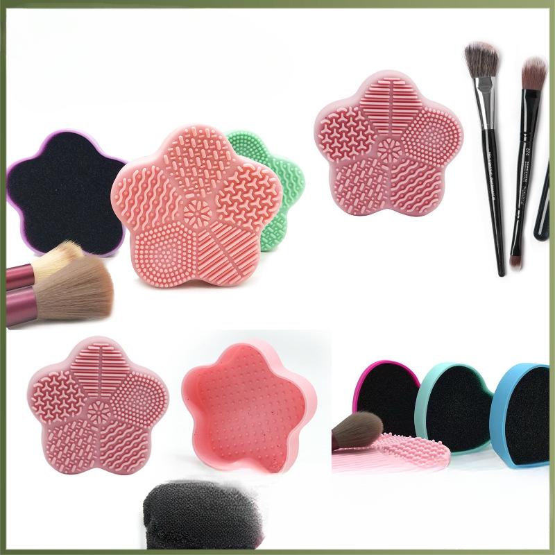 Силиконовые кисти для макияжа Очиститель Стиральные подушечки Чистящий коврик для кистей Очиститель косметических кистей Универсальный инструмент для макияжа Скруббер Коробка Зеленый