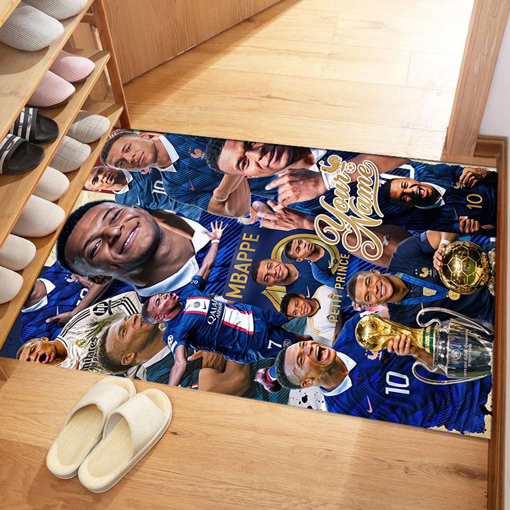Mbappe Personalized Text Floor Mat Design For Playrooms Hallway Game Room Entryway Antislip Carpet Office Home Decor Gift For Festivals
