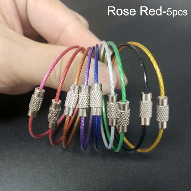 5шт проволочный трос кабель брелок из нержавеющей стали веревка красочный винтовой замок брелоки веревка