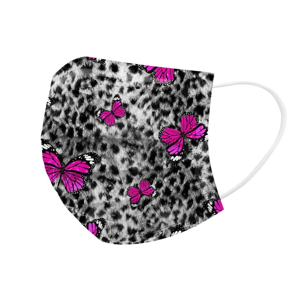 10PCS Adult Leopard Print Plus Butterfly Three-Layer Disposable Protective Mask