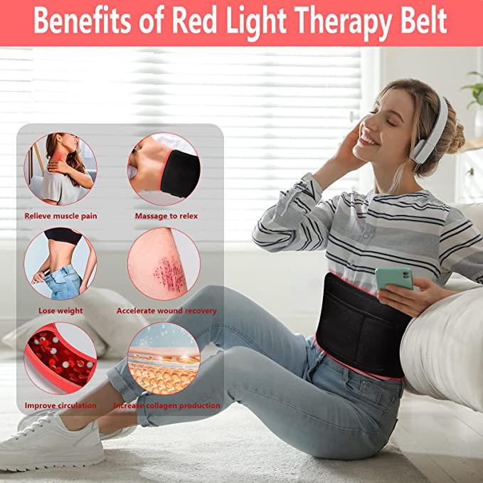 105 Beads Red Light Therapy & Heating Massage Waist Belt for Abdominal & Uterus Warming