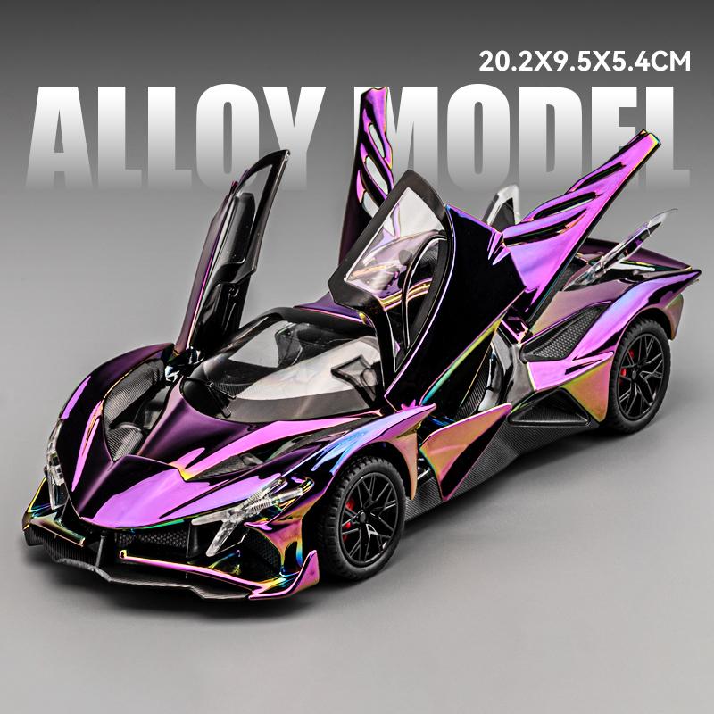 1:24 Apollo Project EVO Electroplate Alloy Muscle Car Model Sound and Light Children's Toy Collectibles Birthday gift