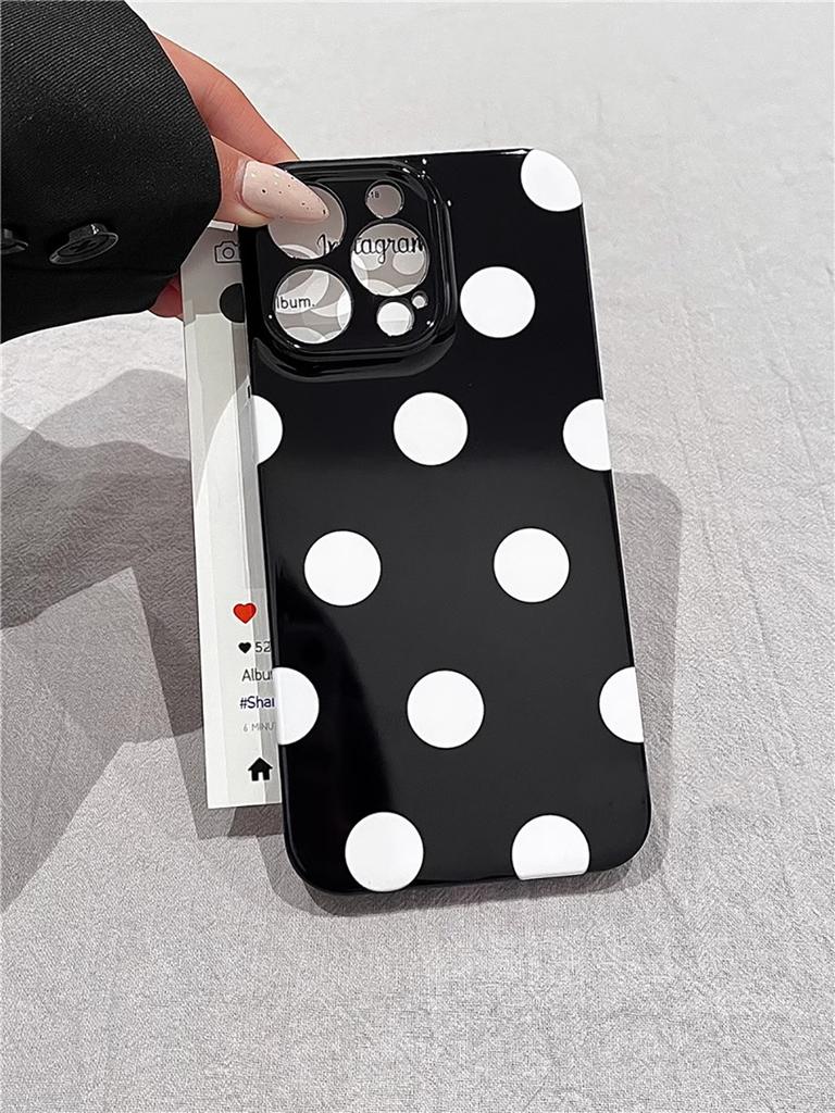 Корейский INS Белый Черный Горошек Чехол для Телефона для iPhone 17 16 15 Pro 14 13 Pro Max Модный Ударопрочный Милый Простой Мягкий Чехол-Крышка
