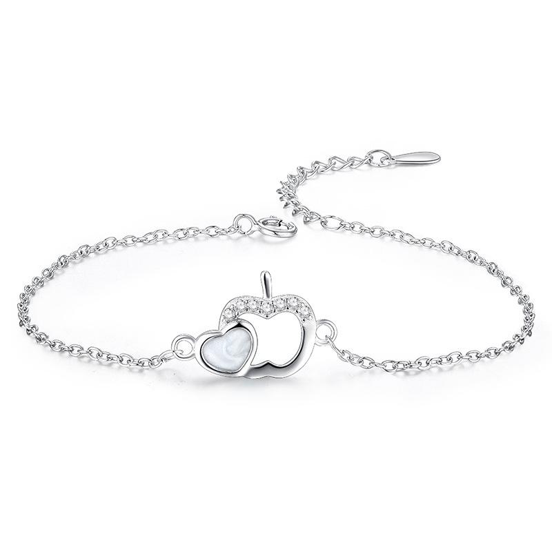 Diamond Encrusted Apple Bracelet with Stylish and Creative Moonstone Jewelry for Ladies