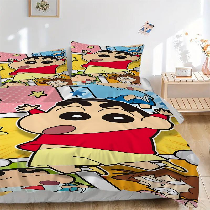 Crayon Shinchan Adventure Print 3Pcs Bedding Setduvet Cover With 2 Bedropillowcase Home Birthday Gift