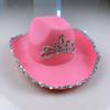 Novelty Cowboy Hat with Feathers Role-Playing Blinking Rhinestone Cowboy Hat for Women Party Dress Up