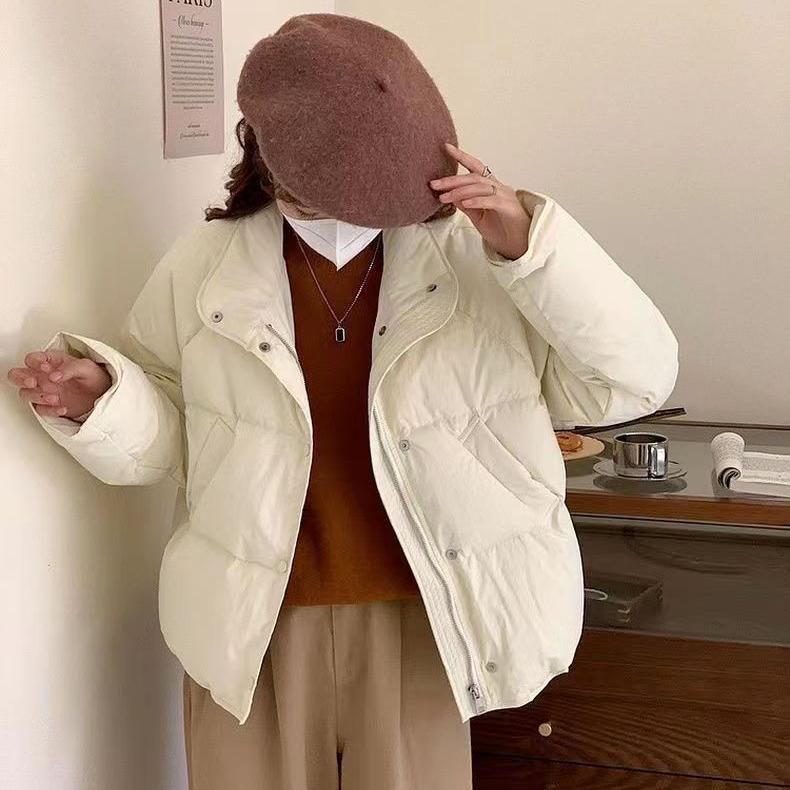 Пуховая хлопковая куртка, женская короткая маленькая однотонная модная куртка для хлеба, теплая зимняя хлопковая куртка
