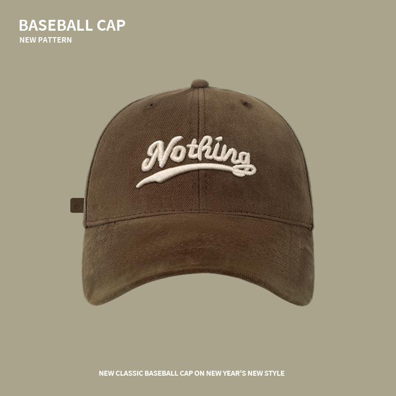 Brushed fabric embroidered letter baseball cap for men, Korean style, wide brim, enlarged and deepened, versatile, face-slimming duckbill cap for