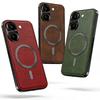 Ретро Чехол-кольцо с магнитом из кожи для Poco X8 Pro Max Redmi Turbo 5 Max для беспроводной зарядки Magsafe Однотонная PU обложка