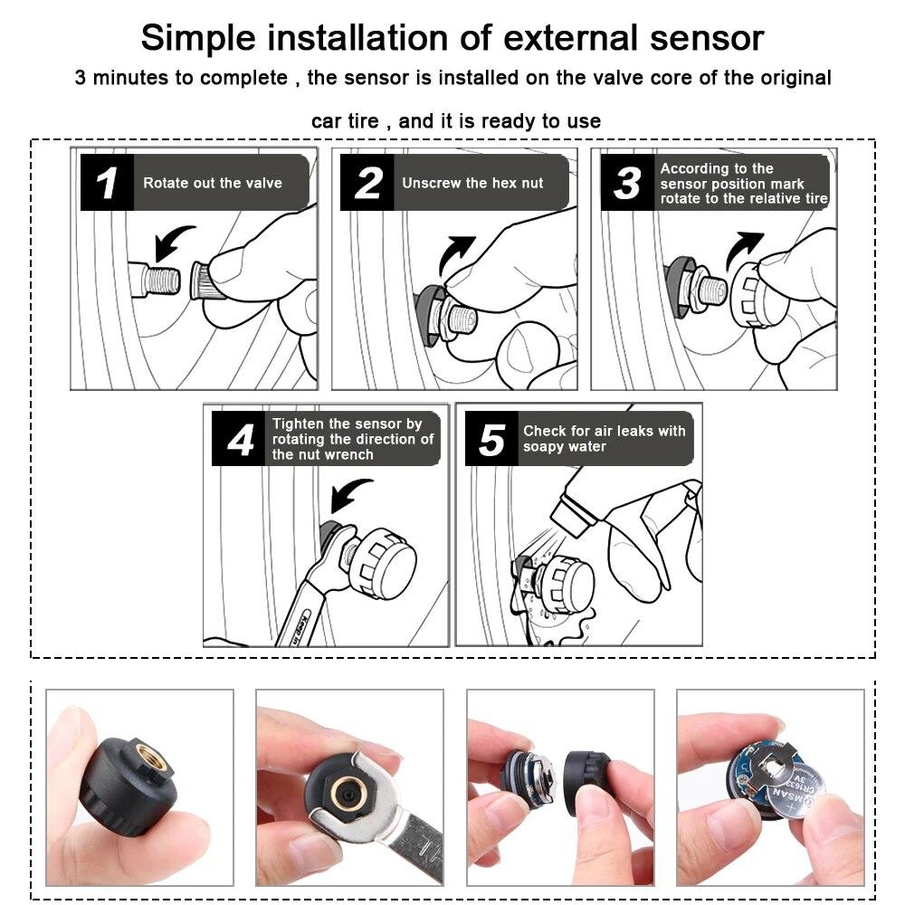 TPMS Motorcycle Tire Pressure Monitoring System With 2 Exteral Sensors Smart Tyre Alarm Kit Universal Motorbike Accessories