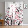 Plum Blossom Sheer Window Curtains For Living Room Bedroom Modern Voile Tulle Curtains Fabric Drapes For Kitchen