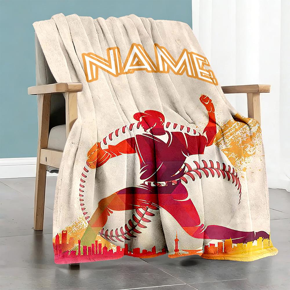 Ball Games332 Personalized Text Blanket Cozy Customizable Blanket Soft Warm Cozy Great for Bedding Seaside Home Decor Couch Ideal for All Seasons