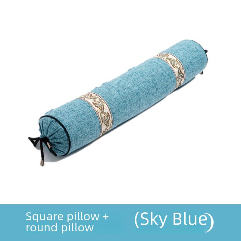 Цилиндрическая подушка для шеи из бамбукового угля с льном и моксой для поддержки шеи