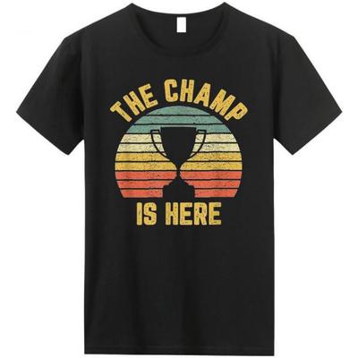 Футболка Droomdy The Champ is Here для мужчин, с коротким рукавом, хлопковая, с круглым вырезом