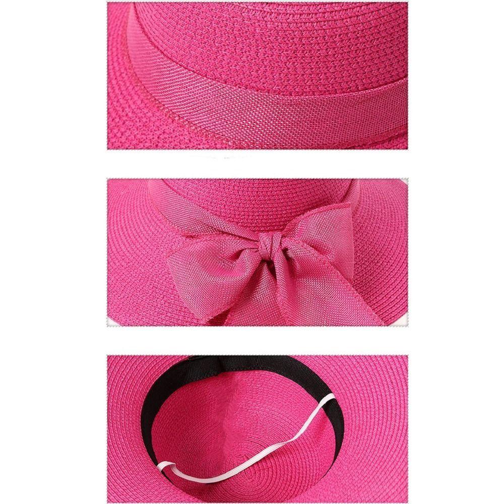 Beach Cap Sunscreen Bowknot Ribbon Flat Hat British Style Sun Hat Top Hat Straw Hat Weave Sun Cap