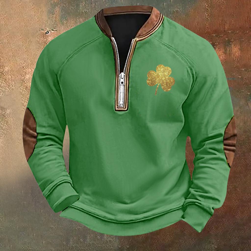 Men's St. Patrick's Day Vintage Casual Zip Sweatshirt Outdoor Casual Top