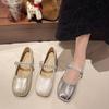 Silver Retro Flat Bottom, Light Mouth Inner Height-increasing Single Shoes, Women's Summer New Models with Skirts, Versatile Mary Jane Shoes