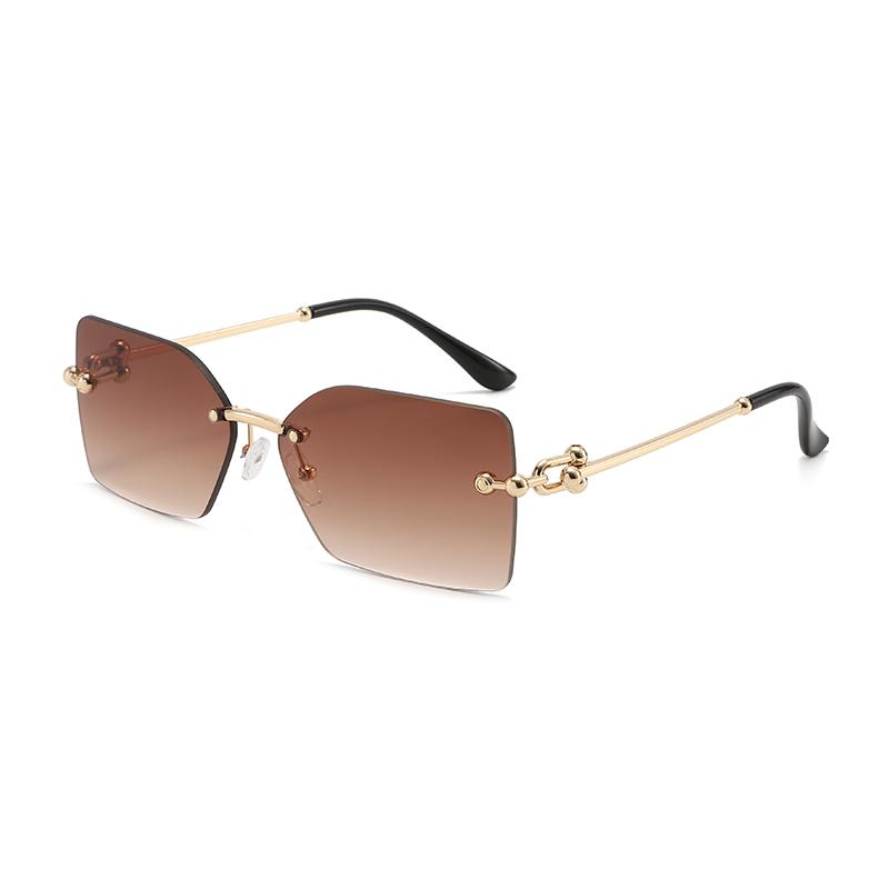 New square metal frameless sunglasses for men and women fashion trendy outdoor sunscreen sunshade glasses