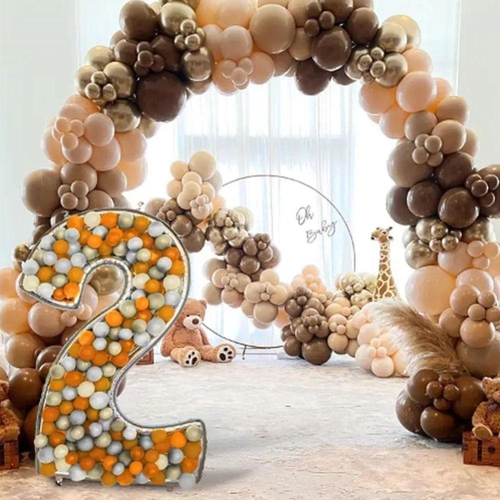 3D Silver Number Balloon Stand 0-9 Number Balloon Filling Frame Digital Balloon Frame Kids Party