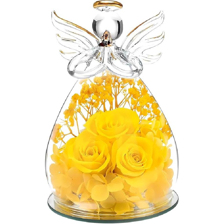 Preserved Flower Rose Gift for Mom Grandma Birthday Mother's Day Wedding Three Pink Rose in Glass